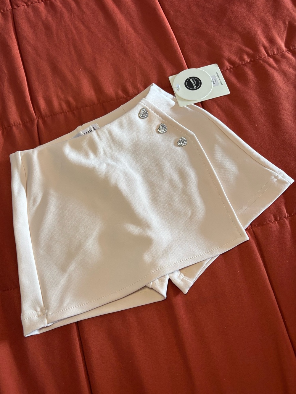 Cute Girls Wrap Skort with Decorative Rhinestone Heart Buttons NWT